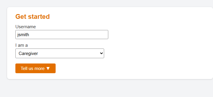 Registration step 1 asks for a username and visitor type.